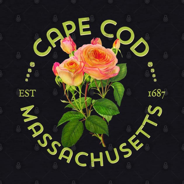 Cape Cod Massachusetts Floral Roses For Women Girls Gardeners Souvenir by Pine Hill Goods